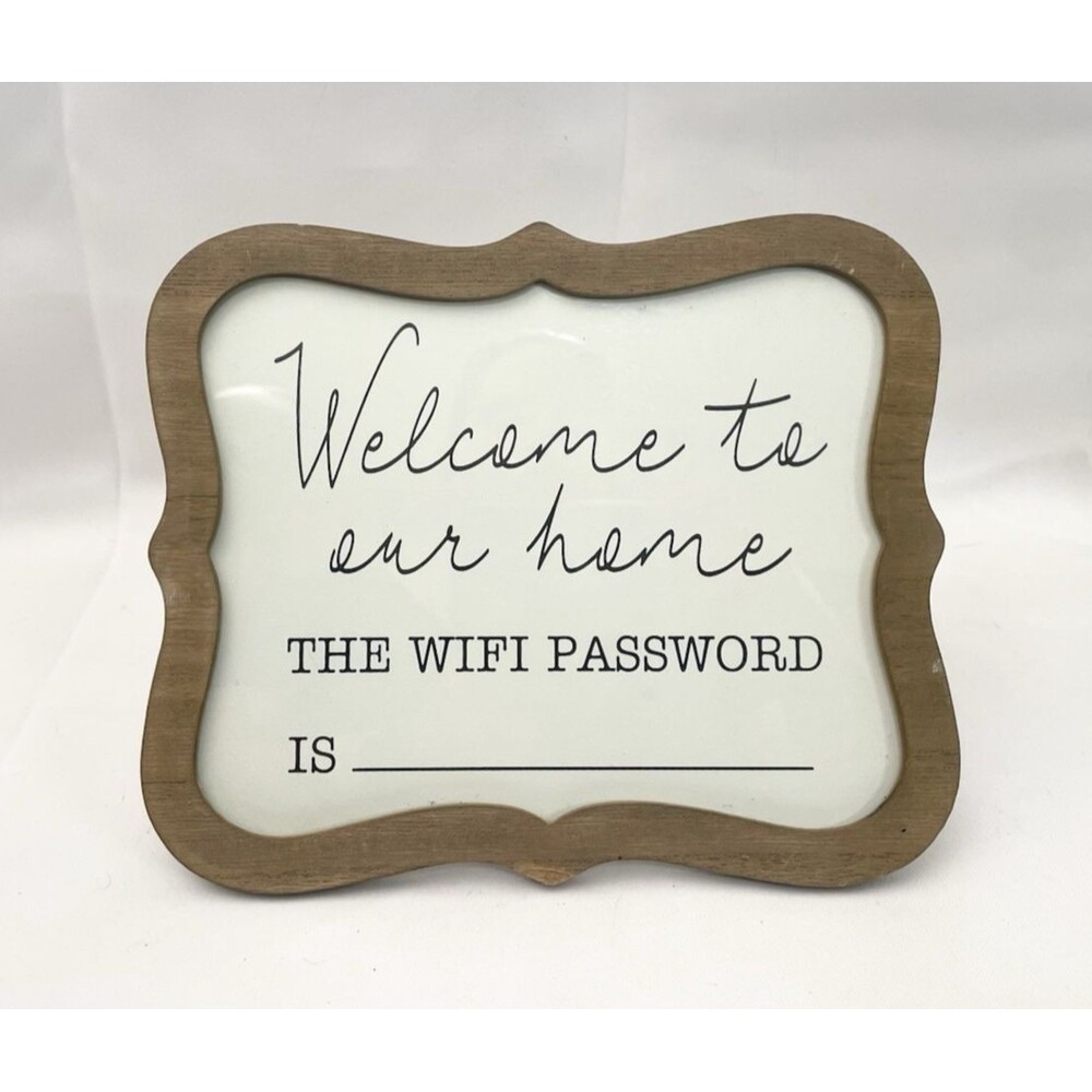 Welcome To Our Home The WiFi Password Is Tabletop Sign Plaque Dry Erase Board